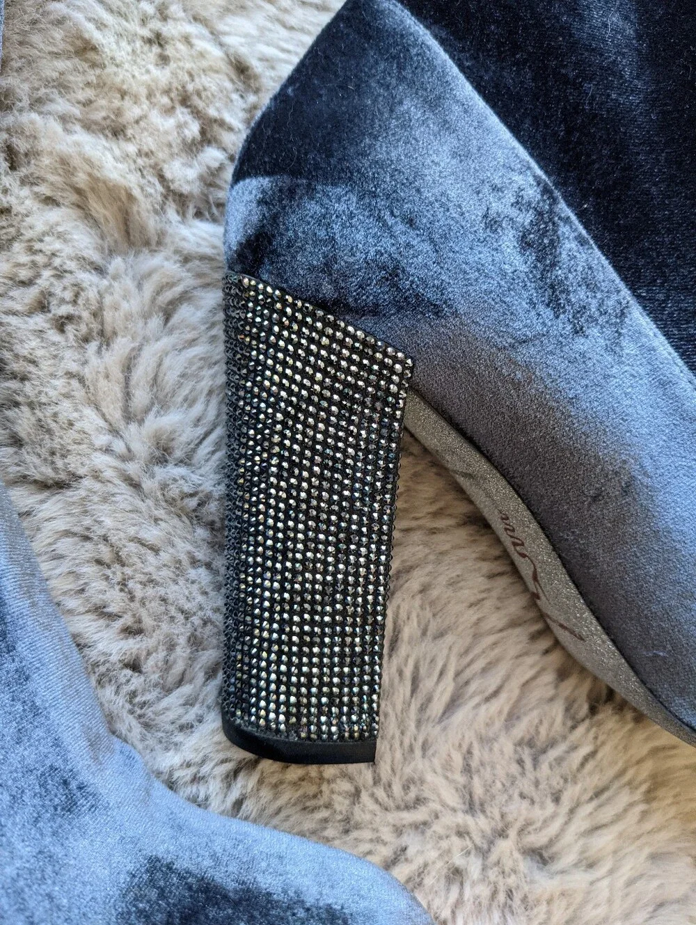 RENE CAOVILLA Swarovski Crystals Over Knee Velvet Boots 39